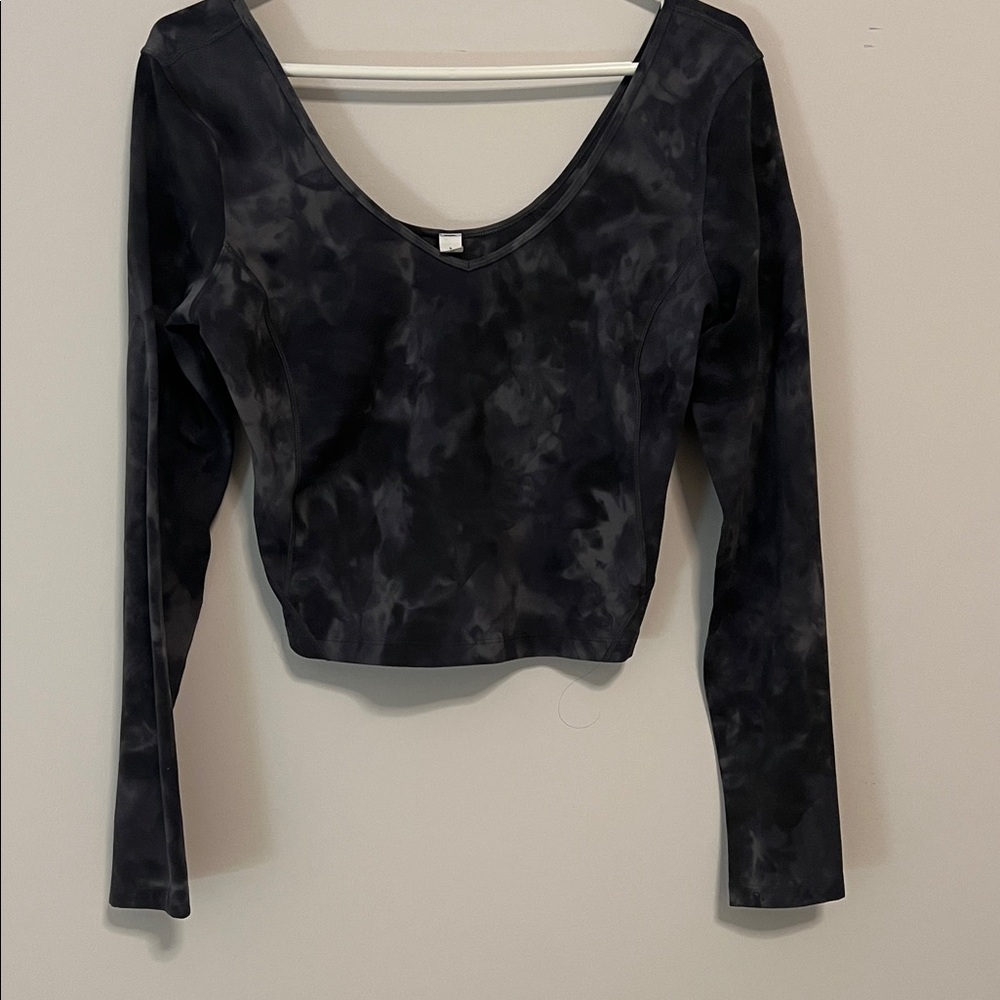 Lululemon Athletica Black Tie-Dye Long Sleeve Top